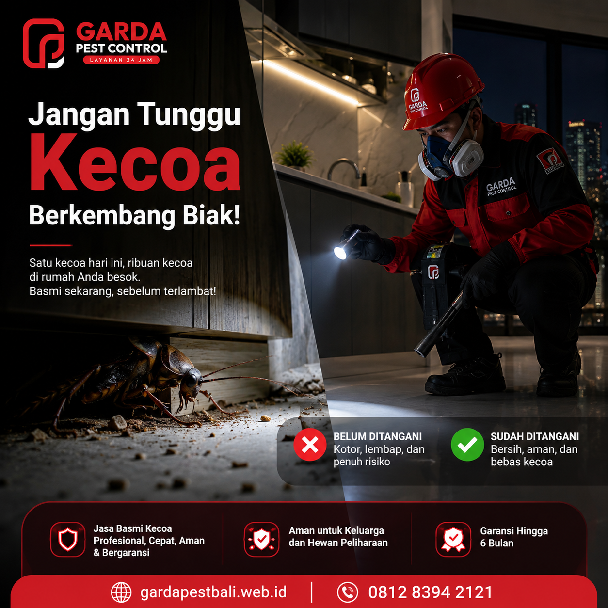 Jasa Pembasmi Kecoa Untuk Kos dan Apartemen di Bali yang cepat ditangani